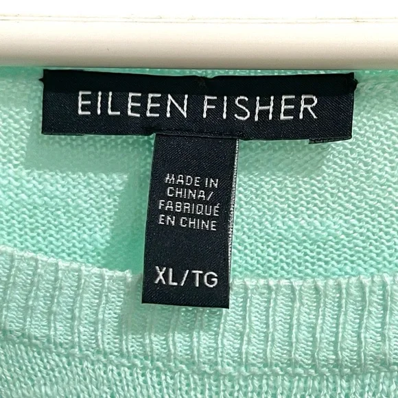 EILEEN FISHER Flower Green Organic Linen Cotton Lightweight Sweater Top XL - Picture 6 of 10